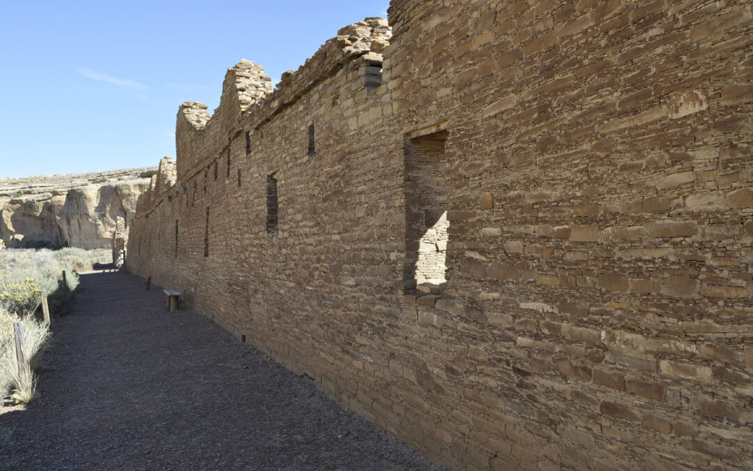 The north wall at Chetro Ketl, a Great House at Chaco Canyon.