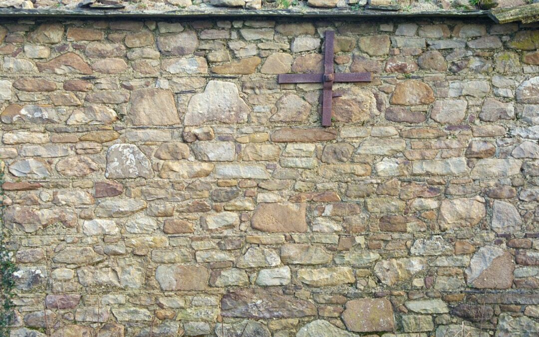 Coursed rubble fieldstone wall in County Tipperary.