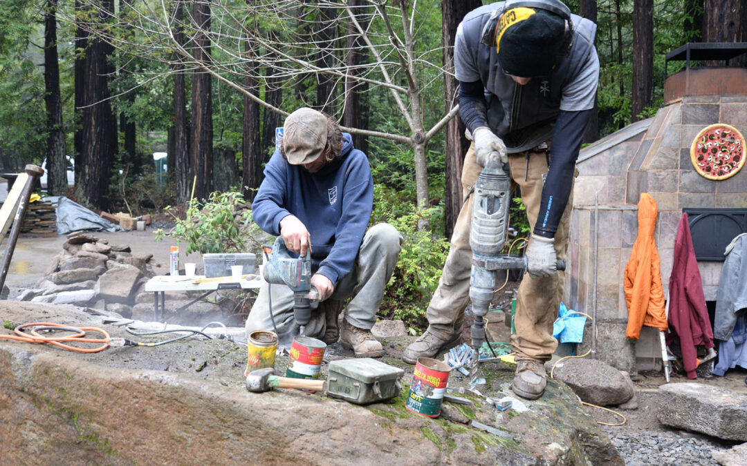 Drilling and splitting basalt